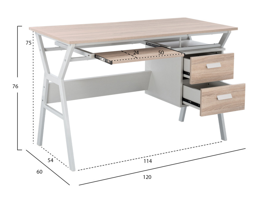 ΓΡΑΦΕΙΟ SONOMA ΜΕ ΛΕΥΚΟ ΣΚΕΛΕΤΟ HM2130.01 120X60X76εκ.