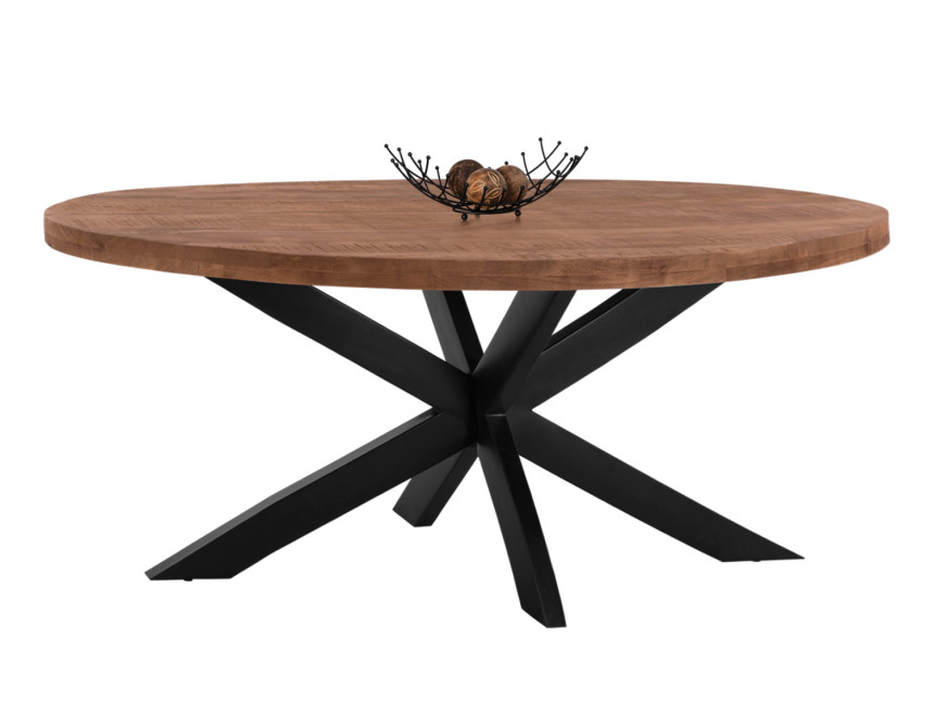 ΤΡΑΠΕΖΙ LEVINHO HM8483.11 OVAL 6εκ. ΠΑΧΟΣ ΑΠΟ ΜΑΣΙΦ ΞΥΛΟ MANGO 210x100x78Υ εκ.