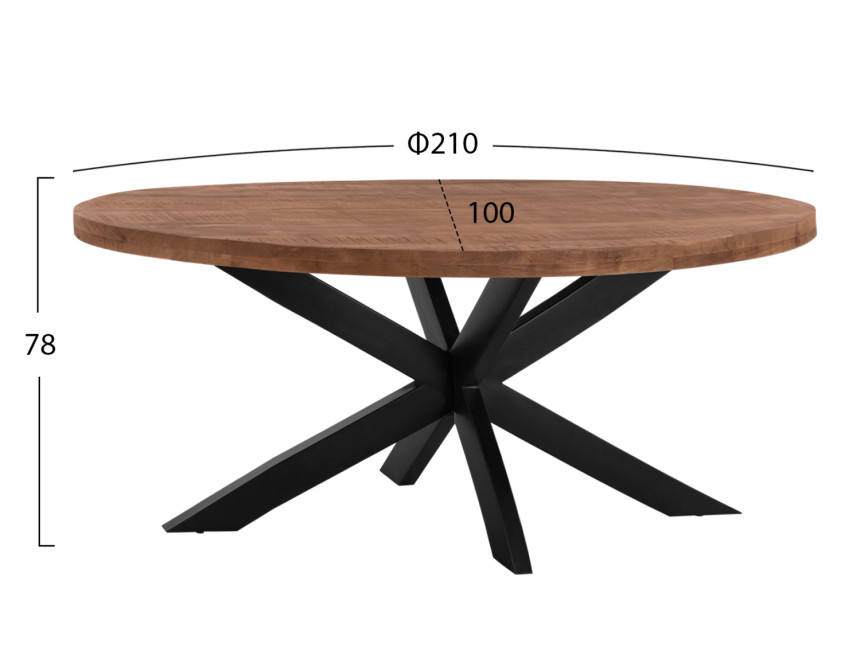 ΤΡΑΠΕΖΙ LEVINHO HM8483.11 OVAL 6εκ. ΠΑΧΟΣ ΑΠΟ ΜΑΣΙΦ ΞΥΛΟ MANGO 210x100x78Υ εκ.