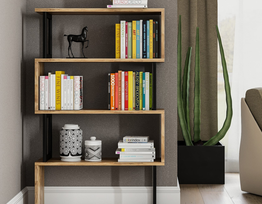 ΒΙΒΛΙΟΘΗΚΗ INGRID ΚΑΡΥΔΙ ΜΕ ΜΑΥΡΟ ΣΚΕΛΕΤΟ HM8867.01 80x22x128 εκ.