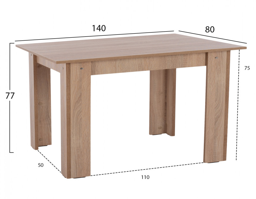 ΤΡΑΠΕΖΙ ΚΟΥΖΙΝΑΣ 140x80x77Υεκ. SONAMA OAK HM2429.01