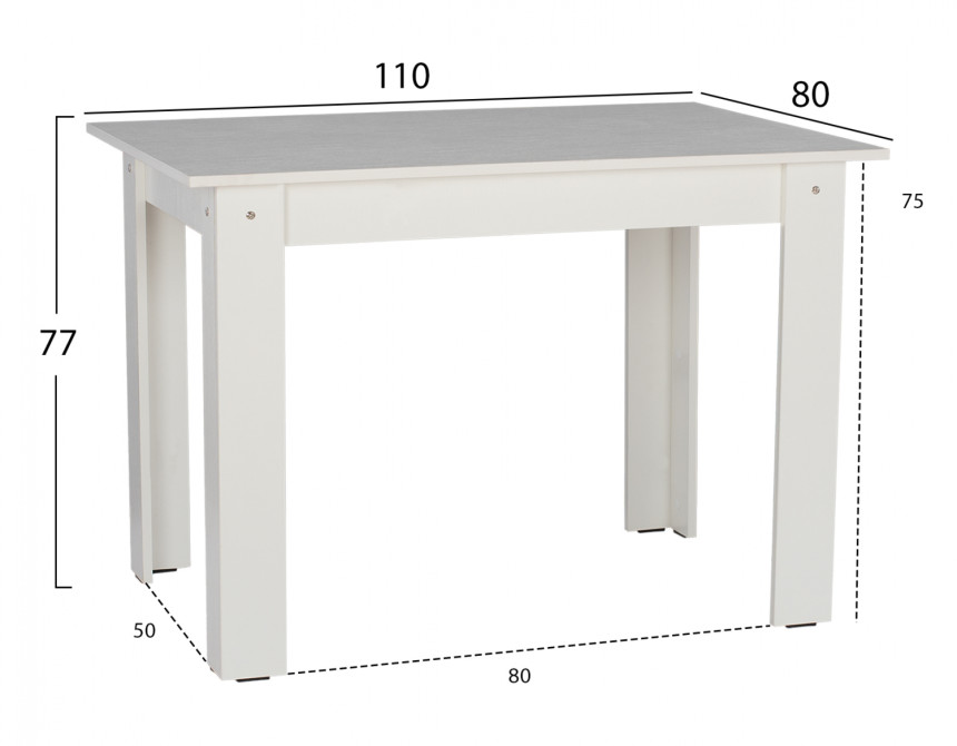 ΤΡΑΠΕΖΙ ΚΟΥΖΙΝΑΣ 110x80x77Υεκ. ΛΕΥΚΟ HM2428.03