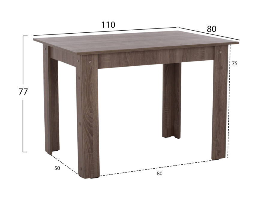 ΤΡΑΠΕΖΙ ΚΟΥΖΙΝΑΣ HM2428.05, 110x80x77Υεκ., SONOMA OAK TRUFFLE