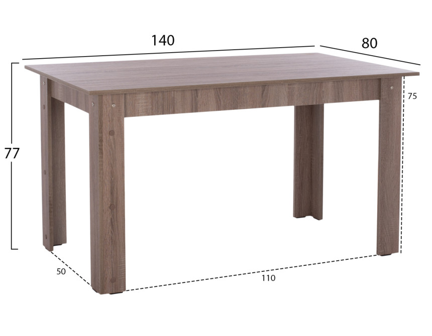 ΤΡΑΠΕΖΙ ΚΟΥΖΙΝΑΣ KELVIN, 140x80x77Υ εκ., SONAMA OAK TRUFFLE, HM2429.05