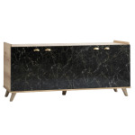 ΜΠΟΥΦΕΣ ΜΕΛΑΜΙΝΗΣ HM9045.01 NATURAL WOOD - ΜΑΥΡΟ ΜΑΡΜΑΡΟ 180x41x77,8Y εκ.