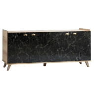 ΜΠΟΥΦΕΣ ΜΕΛΑΜΙΝΗΣ HM9045.01 NATURAL WOOD - ΜΑΥΡΟ ΜΑΡΜΑΡΟ 180x41x77,8Y εκ.