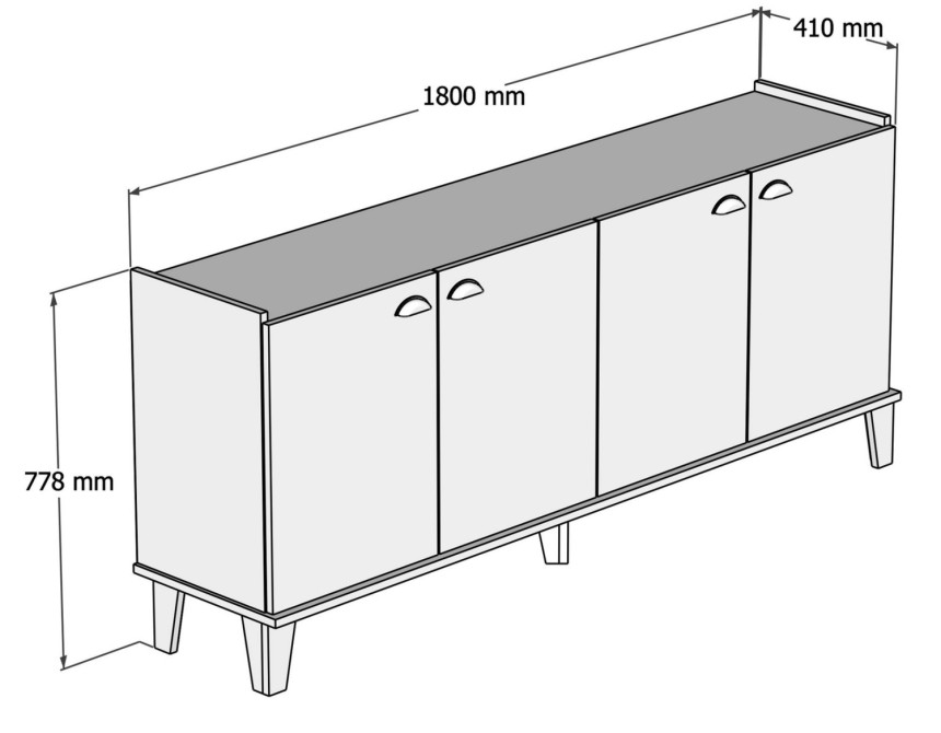 ΜΠΟΥΦΕΣ ΜΕΛΑΜΙΝΗΣ HM9045.01 NATURAL WOOD - ΜΑΥΡΟ ΜΑΡΜΑΡΟ 180x41x77,8Y εκ.