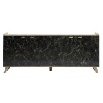 ΜΠΟΥΦΕΣ ΜΕΛΑΜΙΝΗΣ HM9045.01 NATURAL WOOD - ΜΑΥΡΟ ΜΑΡΜΑΡΟ 180x41x77,8Y εκ.