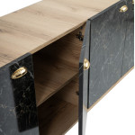 ΜΠΟΥΦΕΣ ΜΕΛΑΜΙΝΗΣ HM9045.01 NATURAL WOOD - ΜΑΥΡΟ ΜΑΡΜΑΡΟ 180x41x77,8Y εκ.