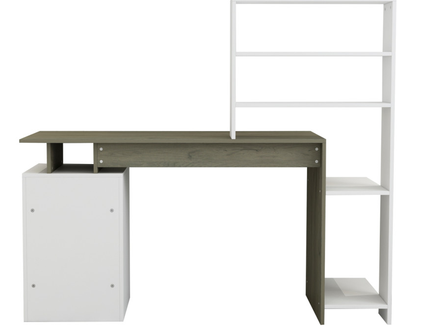 ΓΡΑΦΕΙΟ ΜΕ ΒΙΒΛΙΟΘΗΚΗ ROCHELL ΜΕΛΑΜΙΝΗ OLIVE GREY ΛΕΥΚΟ 146,3x55x128,8Υεκ.HM8886.11