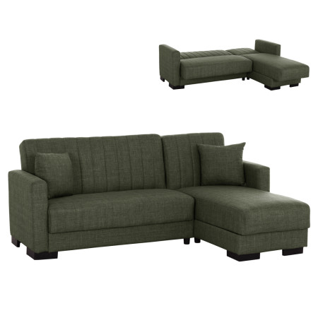 ΚΑΝΑΠΕΣ ΚΡΕΒΑΤΙ GHUFRAN ΓΩΝΙΑ ΑΝΑΣΤΡΕΨΙΜΗ DARK OLIVE HM3244.05 200x133x77Yεκ.