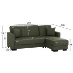 ΚΑΝΑΠΕΣ ΚΡΕΒΑΤΙ GHUFRAN ΓΩΝΙΑ ΑΝΑΣΤΡΕΨΙΜΗ DARK OLIVE HM3244.05 200x133x77Yεκ.