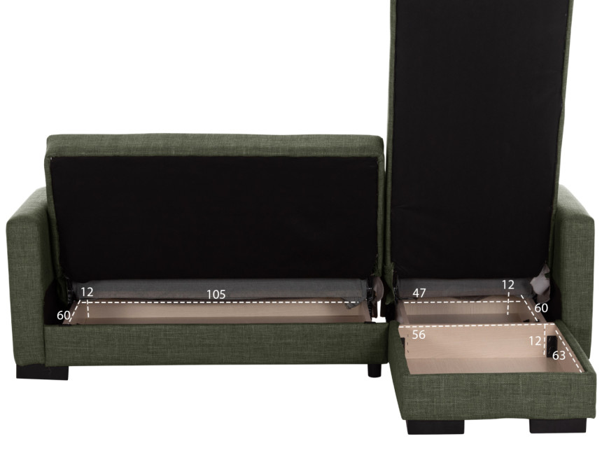 ΚΑΝΑΠΕΣ ΚΡΕΒΑΤΙ GHUFRAN ΓΩΝΙΑ ΑΝΑΣΤΡΕΨΙΜΗ DARK OLIVE HM3244.05 200x133x77Yεκ.
