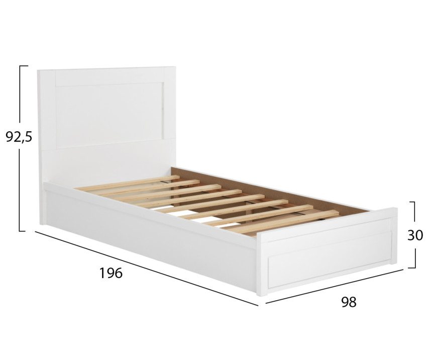 ΚΡΕΒΑΤΙ MELANY HM346.05 ΜΕ 1 ΣΥΡΤΑΡΙ ΛΕΥΚΟ ΓΙΑ ΣΤΡΩΜΑ 90Χ190 εκ.