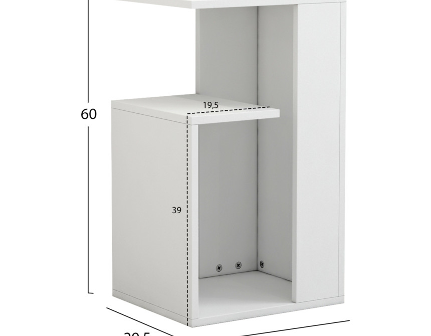 ΒΟΗΘΗΤΙΚΟ ΤΡΑΠΕΖΙ DAWN ΜΕΛΑΜΙΝΗΣ ΛΕΥΚΟ 35X29,5X60Yεκ.HM8880.11