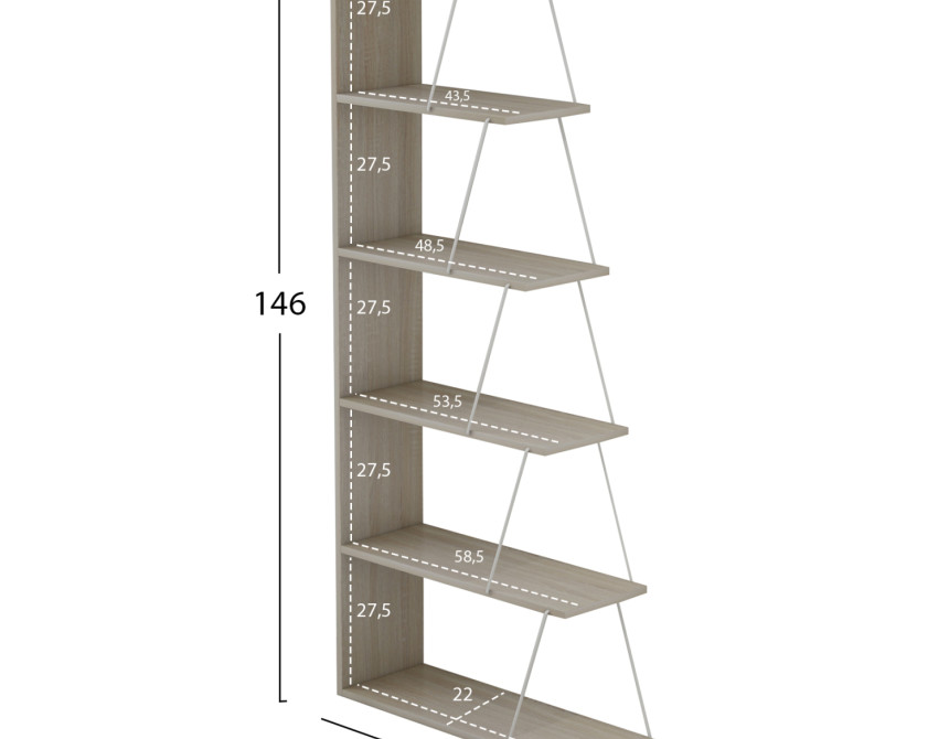 ΒΙΒΛΙΟΘΗΚΗ ΜΕΛΑΜΙΝΗΣ MINI TARS SONOMA ΛΕΥΚΟ HM2241.11 65x22-24x146Υεκ.