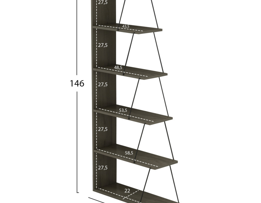 ΒΙΒΛΙΟΘΗΚΗ ΜΙΝΙ TARS HM2241.13 OLIVE GREY ME ΜΑΥΡΕΣ ΒΕΡΓΕΣ 65x22-24x146Υεκ.