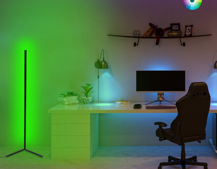 ΦΩΤΙΣΤΙΚΟ ΔΑΠΕΔΟΥ ΜΑΥΡΟ ΜΕ RGB LED & ΑΣΥΡΜΑΤΟ ΧΕΙΡΙΣΤΗΡΙΟ HM7309 30x30x120 εκ.