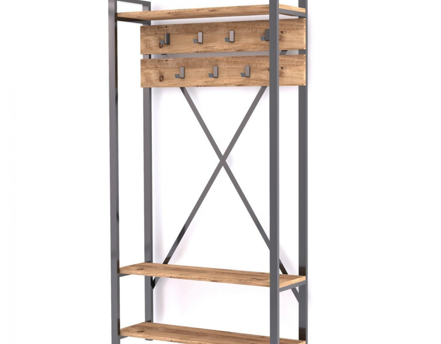 ΕΠΙΠΛΟ ΕΙΣΟΔΟΥ HM8943.01 NATURAL WOOD & ΜΑΥΡΟ  90x34x180 εκ.