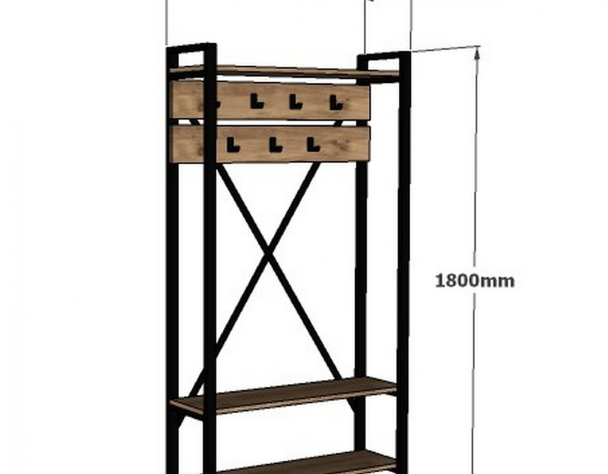 ΕΠΙΠΛΟ ΕΙΣΟΔΟΥ HM8943.01 NATURAL WOOD & ΜΑΥΡΟ  90x34x180 εκ.