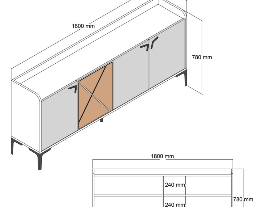 ΜΠΟΥΦΕΣ ΜΕΛΑΜΙΝΗΣ ΚΑΡΥΔΙ ΚΑΙ ΑΝΘΡΑΚΙ 180x35x78Yεκ. HM9433.01