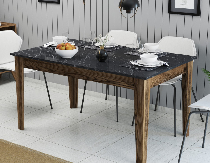 ΤΡΑΠΕΖΙ STANDARD HM9507.05 ΜΕΛΑΜΙΝΗ ΚΑΡΥΔΙ-ΜΑΥΡΟ ΜΑΡΜΑΡΟ ΜΕ ΑΠΟΘ.ΧΩΡΟ 145x88x75Yεκ.