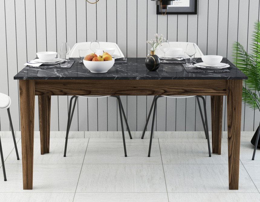 ΤΡΑΠΕΖΙ STANDARD HM9507.05 ΜΕΛΑΜΙΝΗ ΚΑΡΥΔΙ-ΜΑΥΡΟ ΜΑΡΜΑΡΟ ΜΕ ΑΠΟΘ.ΧΩΡΟ 145x88x75Yεκ.