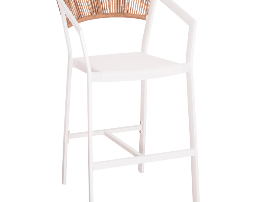 ΣΚΑΜΠΟ ΑΛΟΥΜΙΝΙΟΥ HM5892.12 ΜΕΣΑΙΟΥ ΥΨΟΥΣ RATTAN & TEXTLINE ΛΕΥΚΟ ΜΠΕΖ 56,5x57x99,5