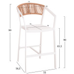 ΣΚΑΜΠΟ ΑΛΟΥΜΙΝΙΟΥ HM5892.12 ΜΕΣΑΙΟΥ ΥΨΟΥΣ RATTAN & TEXTLINE ΛΕΥΚΟ ΜΠΕΖ 56,5x57x99,5