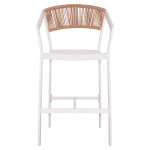 ΣΚΑΜΠΟ ΑΛΟΥΜΙΝΙΟΥ HM5892.12 ΜΕΣΑΙΟΥ ΥΨΟΥΣ RATTAN & TEXTLINE ΛΕΥΚΟ ΜΠΕΖ 56,5x57x99,5