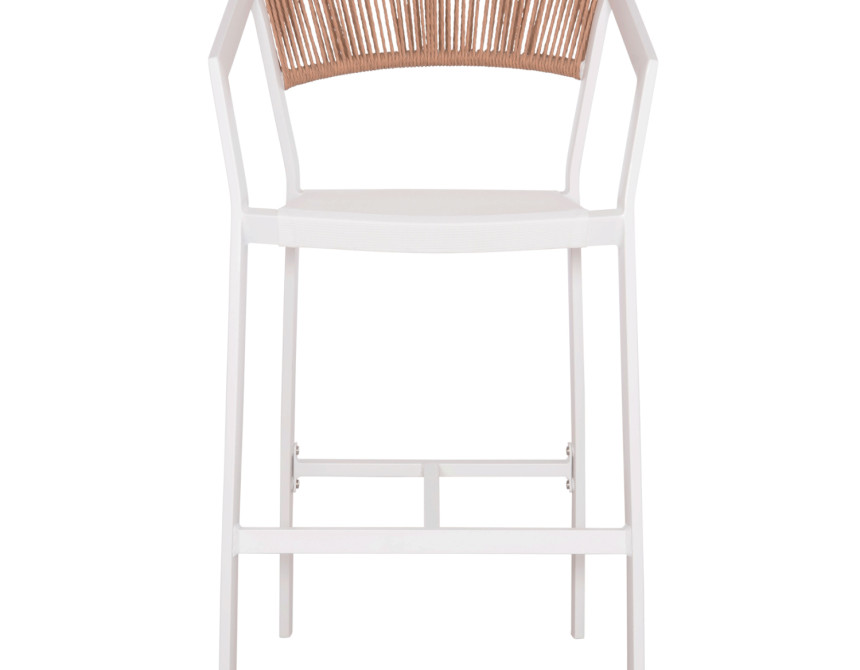 ΣΚΑΜΠΟ ΑΛΟΥΜΙΝΙΟΥ HM5892.12 ΜΕΣΑΙΟΥ ΥΨΟΥΣ RATTAN & TEXTLINE ΛΕΥΚΟ ΜΠΕΖ 56,5x57x99,5