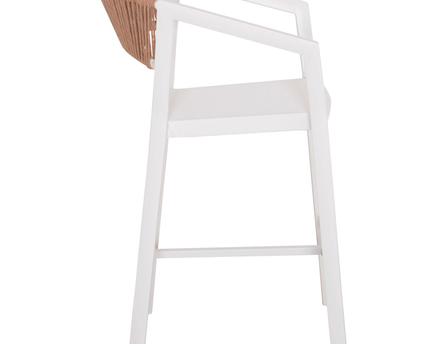 ΣΚΑΜΠΟ ΑΛΟΥΜΙΝΙΟΥ HM5892.12 ΜΕΣΑΙΟΥ ΥΨΟΥΣ RATTAN & TEXTLINE ΛΕΥΚΟ ΜΠΕΖ 56,5x57x99,5