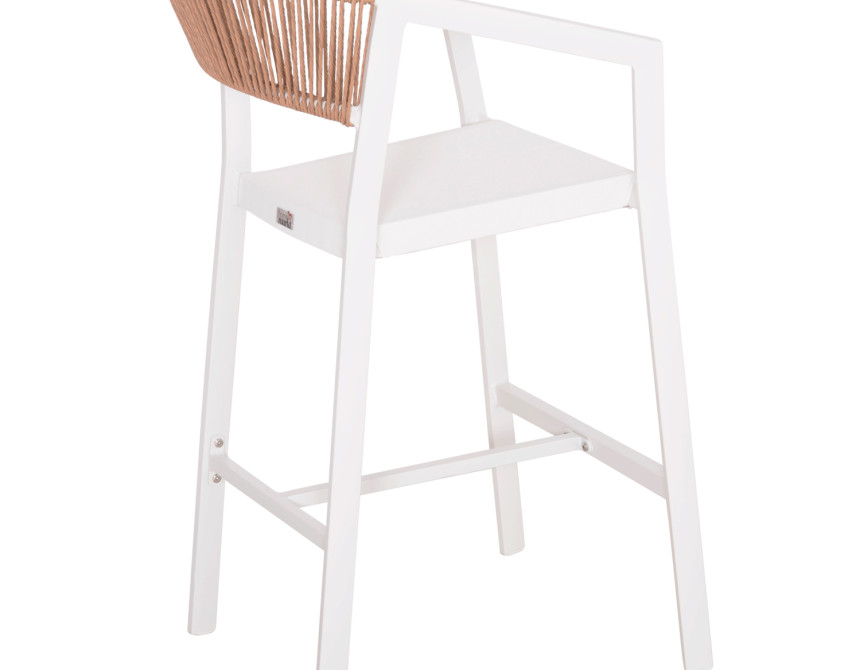 ΣΚΑΜΠΟ ΑΛΟΥΜΙΝΙΟΥ HM5892.12 ΜΕΣΑΙΟΥ ΥΨΟΥΣ RATTAN & TEXTLINE ΛΕΥΚΟ ΜΠΕΖ 56,5x57x99,5