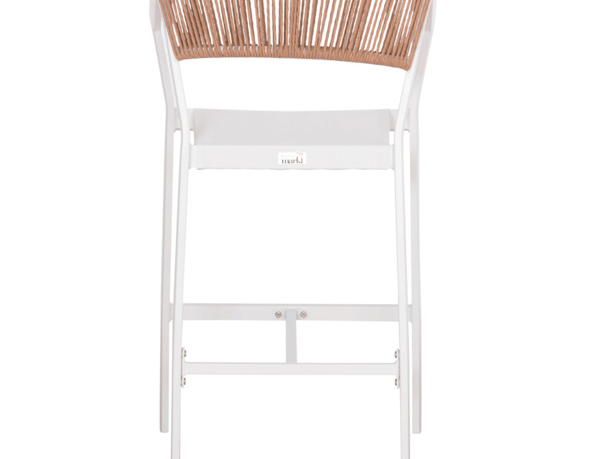 ΣΚΑΜΠΟ ΑΛΟΥΜΙΝΙΟΥ HM5892.12 ΜΕΣΑΙΟΥ ΥΨΟΥΣ RATTAN & TEXTLINE ΛΕΥΚΟ ΜΠΕΖ 56,5x57x99,5