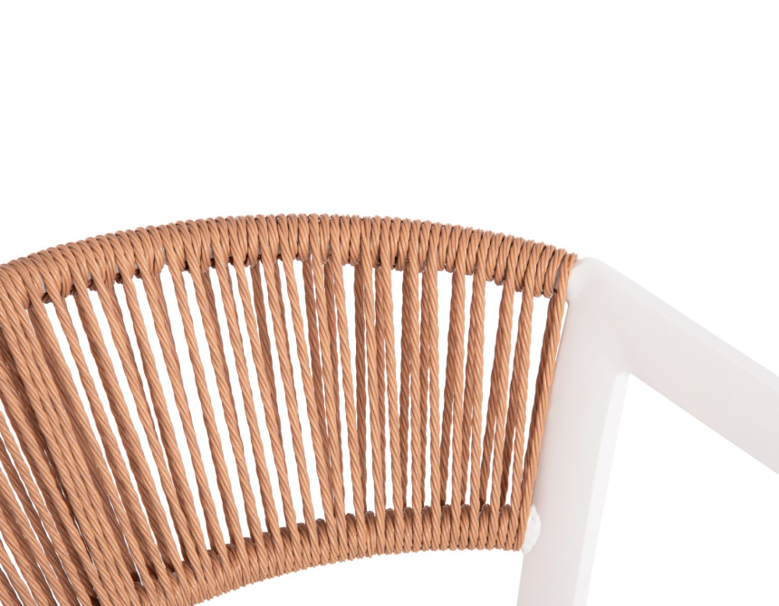 ΣΚΑΜΠΟ ΑΛΟΥΜΙΝΙΟΥ HM5892.12 ΜΕΣΑΙΟΥ ΥΨΟΥΣ RATTAN & TEXTLINE ΛΕΥΚΟ ΜΠΕΖ 56,5x57x99,5