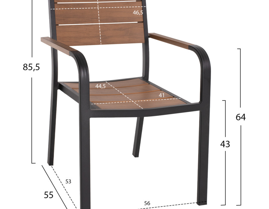 ΠΟΛΥΘΡΟΝΑ ΑΛΟΥΜΙΝΙΟΥ SAGA ΜΑΥΡΗ ΜΕ POLYWOOD HM5127.03 56x55x85,5Yεκ.