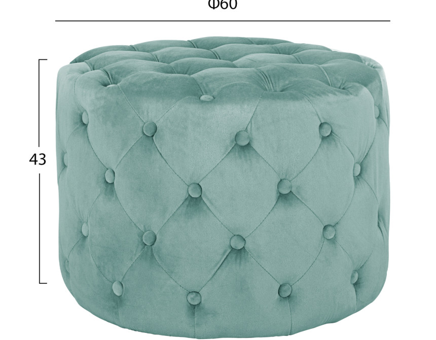 ΣΚΑΜΠΟ KASSIE ΦΥΣΤΙΚΙ ΒΕΛΟΥΔΟ ΤΥΠΟΥ CHESTERFIELD HM8406.07 Φ60X43Υ εκ.