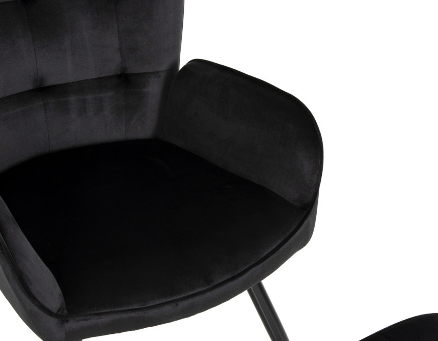 ΠΟΛΥΘΡΟΝΑ ΜΠΕΡΖΕΡΑ CRAWLEY ΜΕ ΥΠΟΠΟΔΙΟ HM8918.04 ΜΑΥΡΟ ΒΕΛΟΥΔΟ 70x57x103Y εκ.
