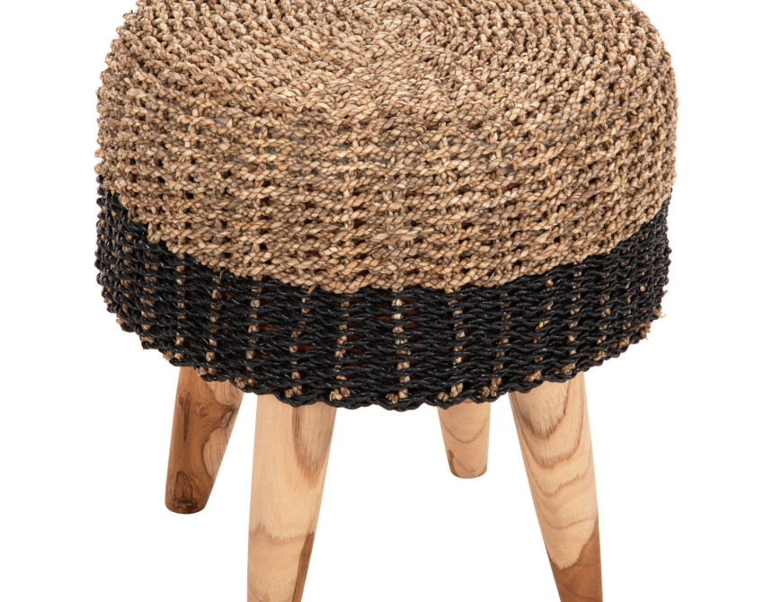 ΣΚΑΜΠΟ BEAM HM7827 ΞΥΛΟ ΤΕΑΚ ΚΑΙ SEAGRASS ΣΕ ΦΥΣΙΚΟ & ΜΑΥΡΟ Φ43x45Yεκ.
