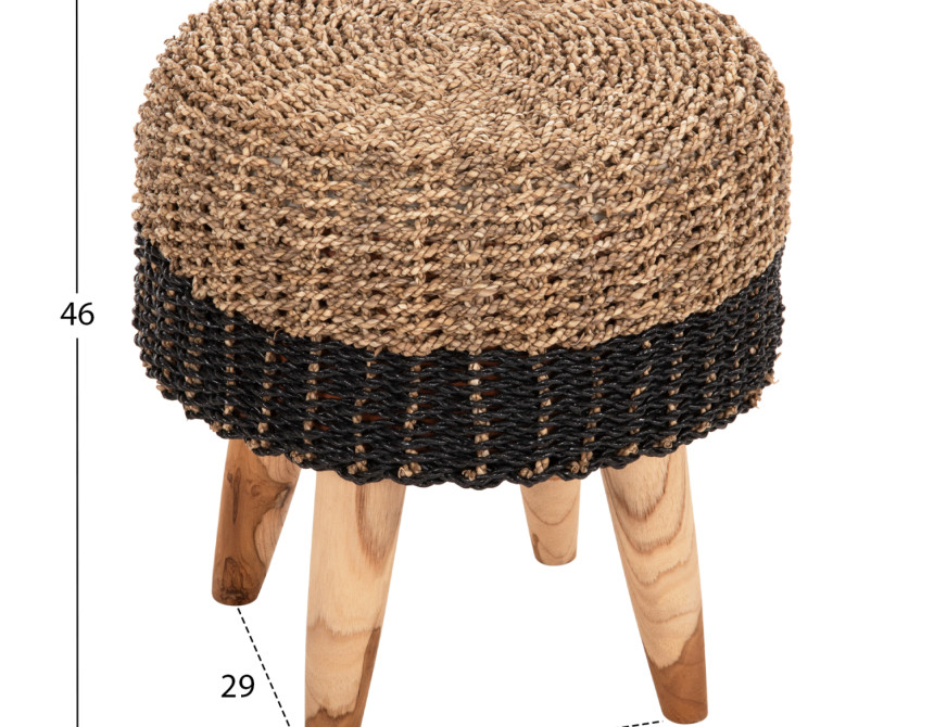 ΣΚΑΜΠΟ BEAM HM7827 ΞΥΛΟ ΤΕΑΚ ΚΑΙ SEAGRASS ΣΕ ΦΥΣΙΚΟ & ΜΑΥΡΟ Φ43x45Yεκ.