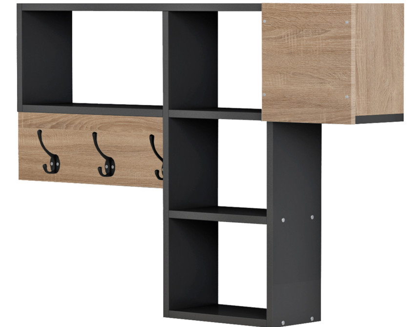 ΚΡΕΜΑΣΤΡΑ ΕΙΣΟΔΟΥ ΜΕ ΡΑΦΙΑ HARLAN HM8973.11 ΜΕΛΑΜΙΝΗ ΣΕ SONAMA-ΓΚΡΙ 99,5x15x61Υεκ.