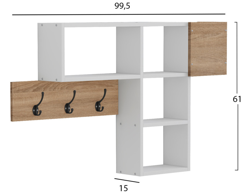 ΚΡΕΜΑΣΤΡΑ ΕΙΣΟΔΟΥ ΜΕ ΡΑΦΙΑ HARLAN HM8973.12 ΜΕΛΑΜΙΝΗ ΣΕ SONAMA-ΛΕΥΚΟ 99,5x15x61Υεκ.