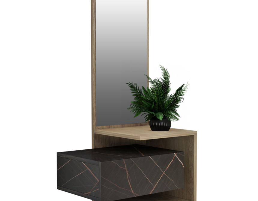 ΕΠΙΠΛΟ ΕΙΣΟΔΟΥ ΜΕ ΚΑΘΡΕΠΤΗ MEARA HM8984.13 ΜΕΛΑΜΙΝΗ BLACK MARBLE-ΦΥΣΙΚΟ 49,1x31,3x90Υεκ