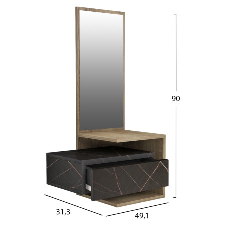 ΕΠΙΠΛΟ ΕΙΣΟΔΟΥ ΜΕ ΚΑΘΡΕΠΤΗ MEARA HM8984.13 ΜΕΛΑΜΙΝΗ BLACK MARBLE-ΦΥΣΙΚΟ 49,1x31,3x90Υεκ