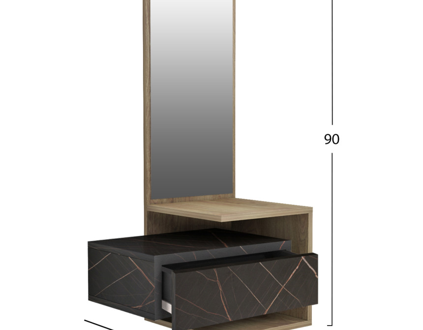 ΕΠΙΠΛΟ ΕΙΣΟΔΟΥ ΜΕ ΚΑΘΡΕΠΤΗ MEARA HM8984.13 ΜΕΛΑΜΙΝΗ BLACK MARBLE-ΦΥΣΙΚΟ 49,1x31,3x90Υεκ