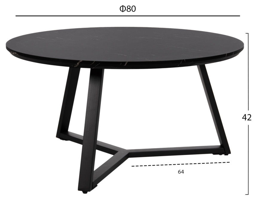 ΤΡΑΠΕΖΙ ΣΑΛΟΝΙΟΥ ΣΤΡΟΓΓΥΛΟ HM9586.01 MDF ΜΑΥΡΟ ΜΑΡΜΑΡΟ-ΜΑΥΡΗ ΣΑΓΡΕ ΒΑΣΗ Φ80x42Υεκ.