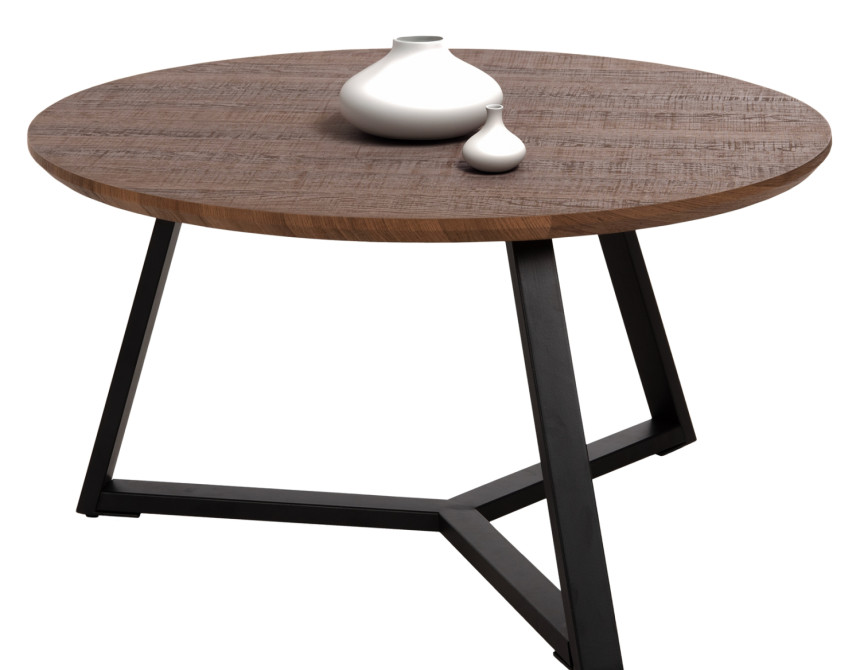 ΤΡΑΠΕΖΙ ΣΑΛΟΝΙΟΥ ΣΤΡΟΓΓΥΛΟ HM9586.04 MDF WALNUT-ΜΑΥΡΗ ΣΑΓΡΕ ΒΑΣΗ Φ80x42Υεκ.