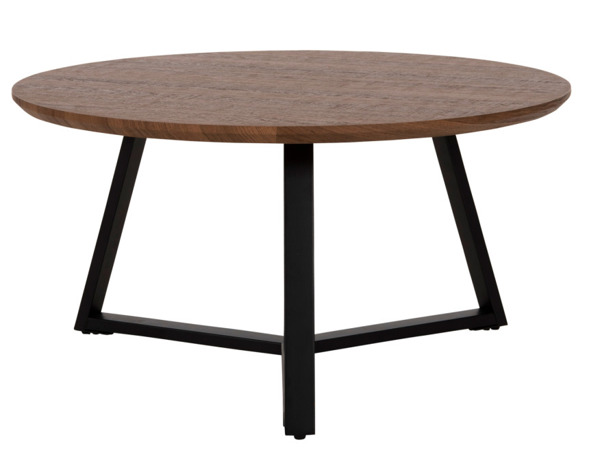 ΤΡΑΠΕΖΙ ΣΑΛΟΝΙΟΥ ΣΤΡΟΓΓΥΛΟ HM9586.04 MDF WALNUT-ΜΑΥΡΗ ΣΑΓΡΕ ΒΑΣΗ Φ80x42Υεκ.