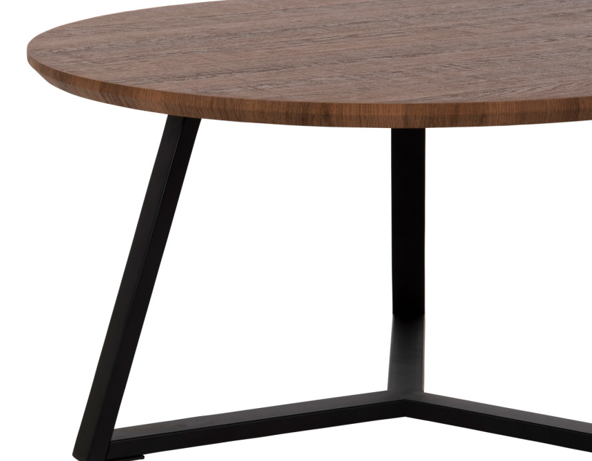 ΤΡΑΠΕΖΙ ΣΑΛΟΝΙΟΥ ΣΤΡΟΓΓΥΛΟ HM9586.04 MDF WALNUT-ΜΑΥΡΗ ΣΑΓΡΕ ΒΑΣΗ Φ80x42Υεκ.