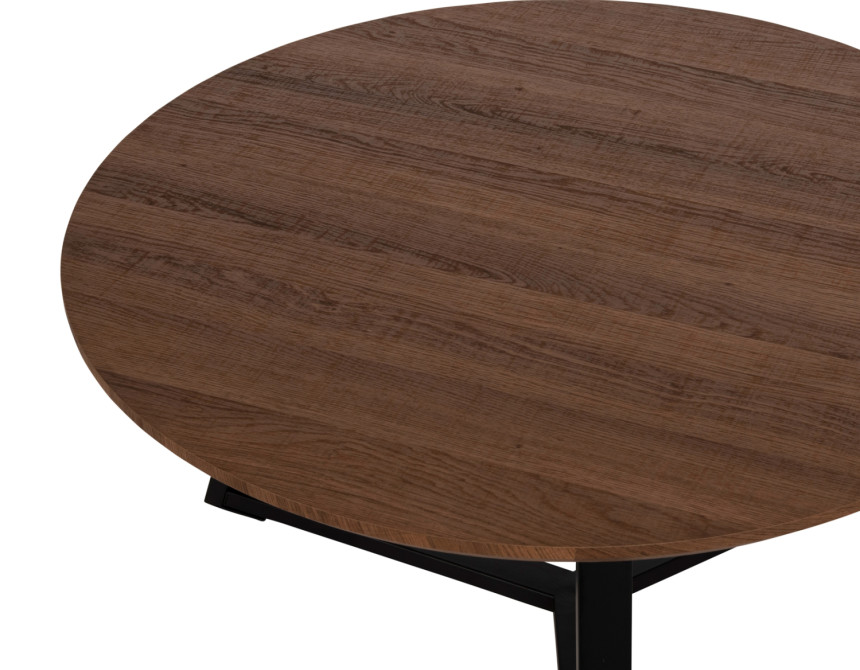 ΤΡΑΠΕΖΙ ΣΑΛΟΝΙΟΥ ΣΤΡΟΓΓΥΛΟ HM9586.04 MDF WALNUT-ΜΑΥΡΗ ΣΑΓΡΕ ΒΑΣΗ Φ80x42Υεκ.